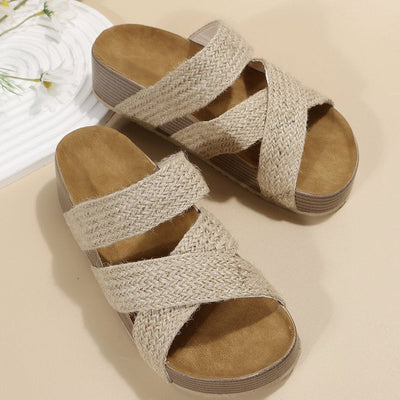 Remedios | Damen Sommer Plateausandalen mit geflochtenen Kreuzriemen