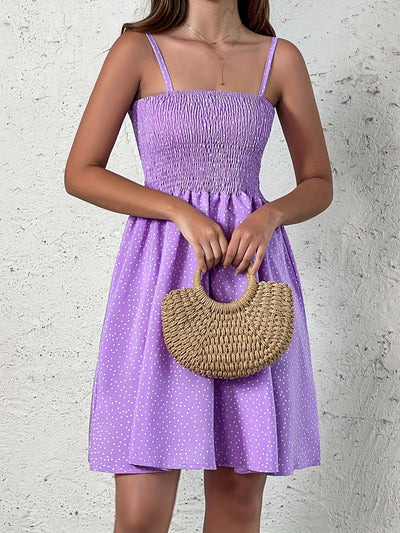 Polka Dot Sommerkleid – Luftiges Trägerkleid, Rückenfrei & Leicht