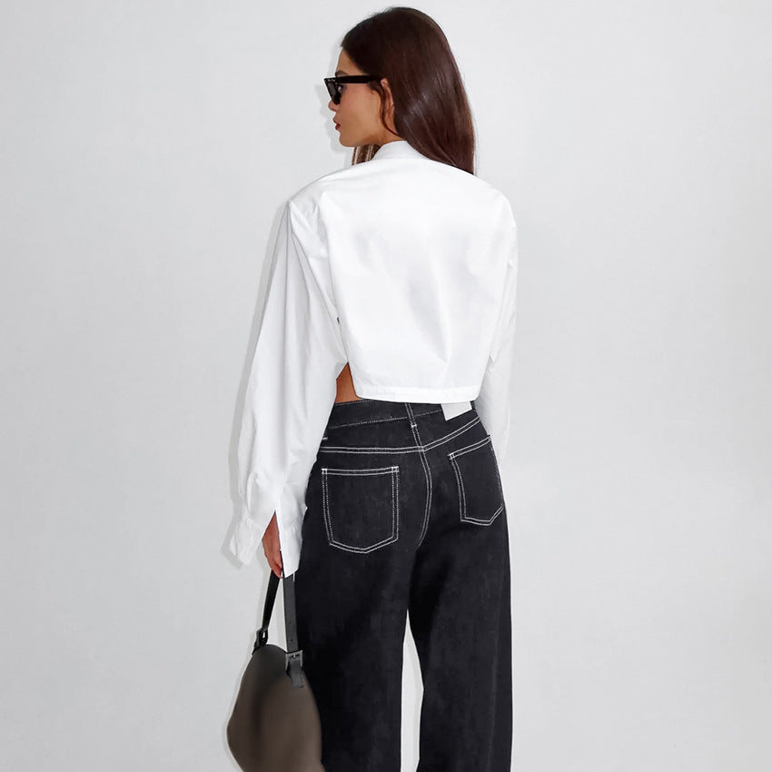 Cropped Damenbluse – Modern, Minimalistisch & Modisch Akzentuiert
