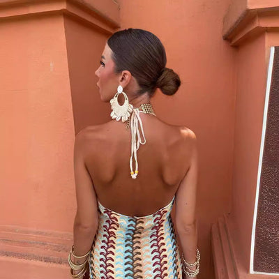 Renata - Langes Kleid im Bohemian-Stil mit schmaler Passform und leichtem Stoff