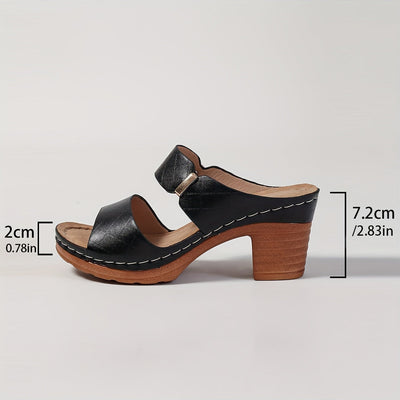 Klotzige Ferse Sandalen – Bequeme Offene Hohe Absätze, Sommer Lässig Schuhe