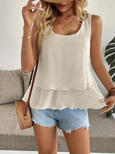 Cressida – Tanktop Aus Viskose Mischgewebe Mit Rüschen