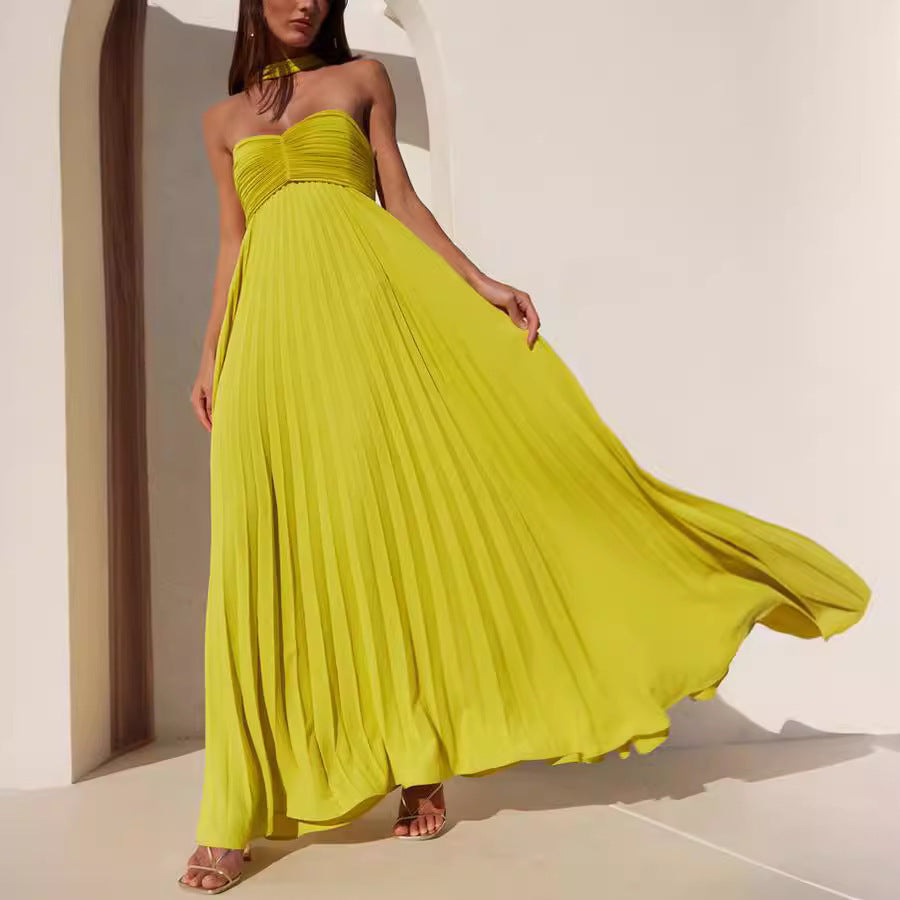 Valeria - Trägerloses Kleid aus plissiertem Chiffon mit frühlingshafter Eleganz