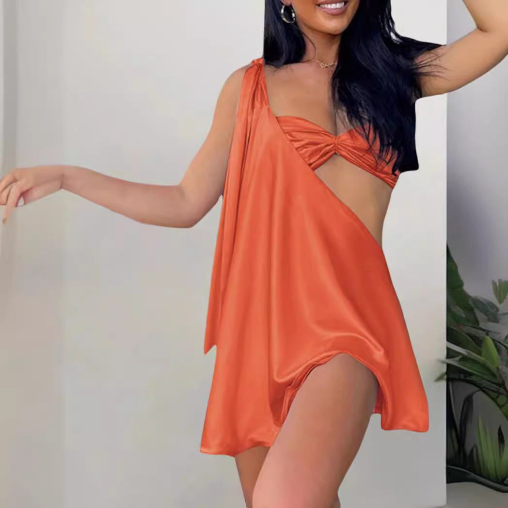 Imogen – Asymmetrisches Damen-Partykleid mit schräger Schulter