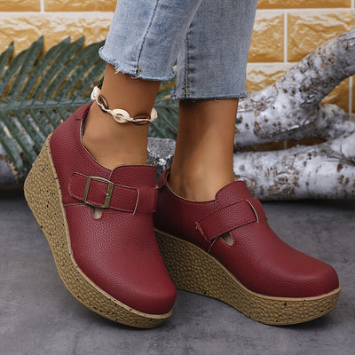 Keilsandaletten in Übergröße Bequeme Plateau Sandalen mit Schnalle