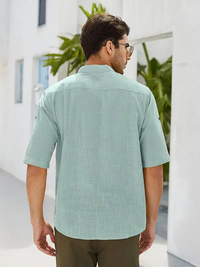 Rubin - Lässiges bequemes Kurzarmhemd aus Baumwolle