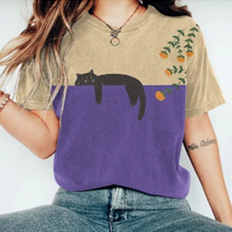 Louise – 3D Bedrucktes Kurzarmshirt mit Rundhals