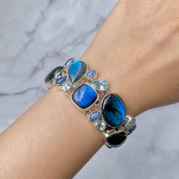 Vintage Naturstein-Armband blau