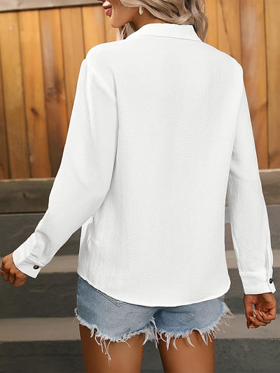 Damen-Basic-Leinenhemd – Langarm, Knopfleiste & Reverskragen, Zeitlos & Lässig