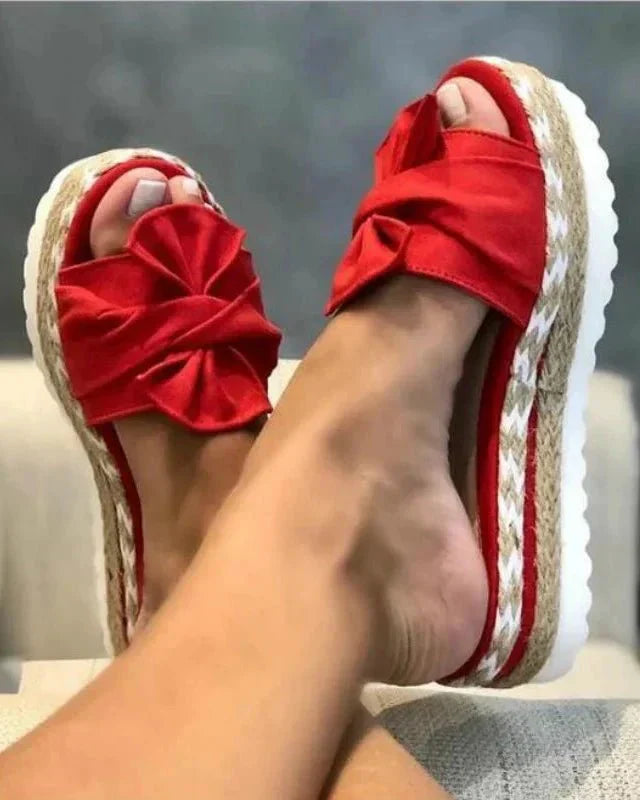 Damen Sommer Sandalen zum Hineinschlüpfen mit Schleife