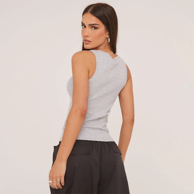 Lina | Geripptes Tanktop mit Stickerei