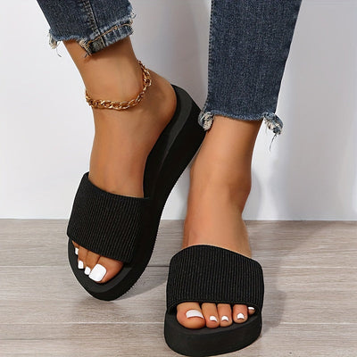 Keil-Sandalen Schwarz – Bequeme EVA Plateauschuhe, Rutschfest & Stylisch
