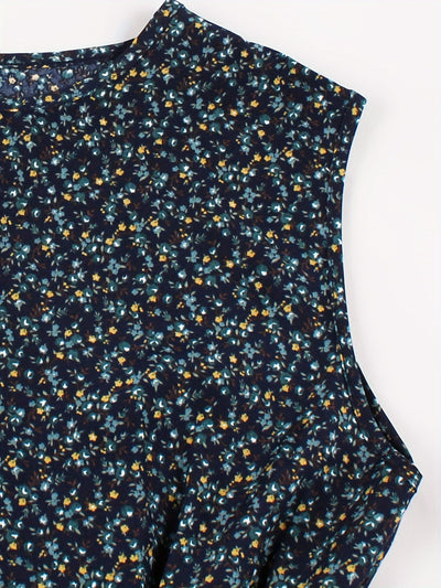 Elegantes Sommerkleid – Ärmelloses A-Linien-Midikleid mit Blumenmuster