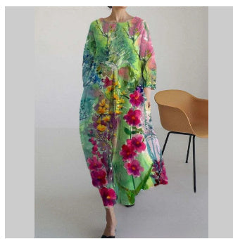 Pamela – 3D Baumwoll-Leinen-Kleid mit Halbem Ärmel