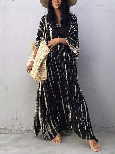 Schwarzes maxi-kaftan kleid - Lisa