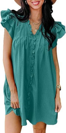 Barbara – Modisches V-Ausschnitt-Kleid mit Rüschenärmeln