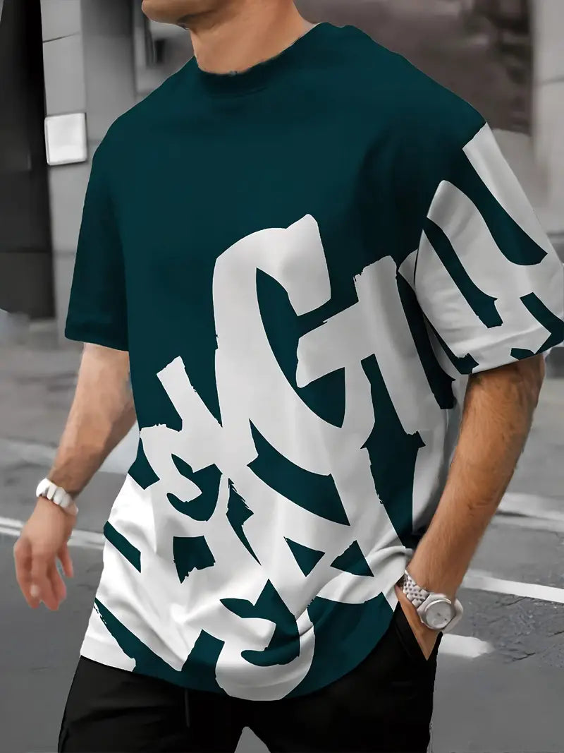 Charles - Kurzärmeliges T-Shirt mit Buchstabenmuster für Männer