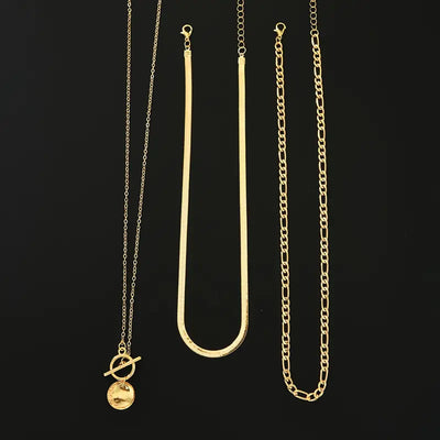 Savira Textured Coin Layering Necklace | Gold