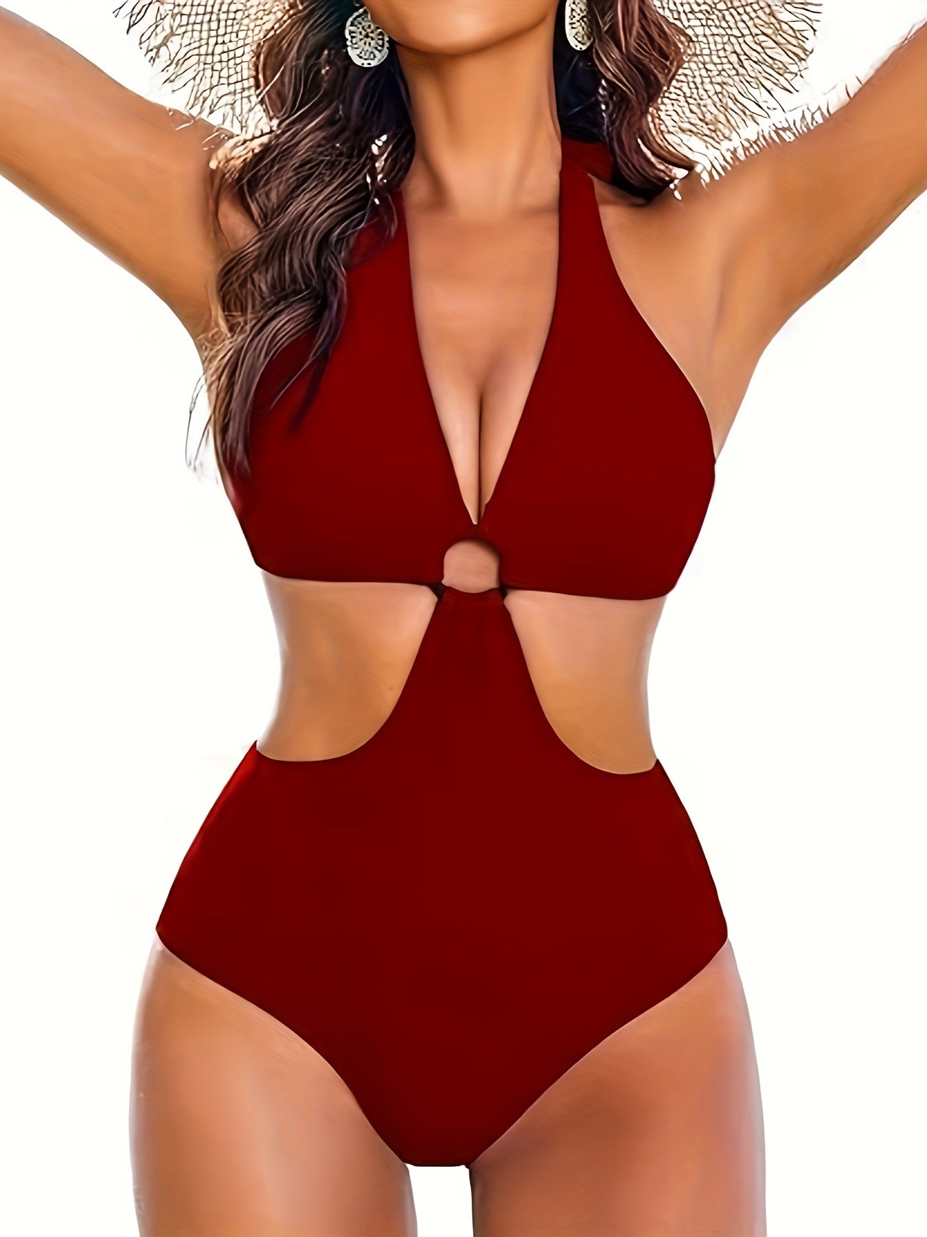 Halterneck-Badeanzug – Rückenfreier, Schlankmachender Einteiler mit Ausschnitt-Detail