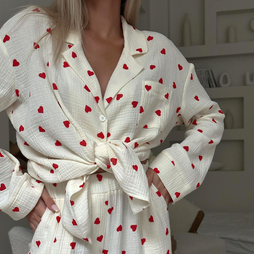 Sandra – Damen-Pyjama-Set mit Herzmuster