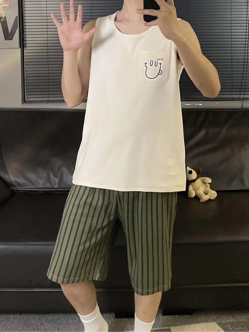 Robert - Pyjama-Set mit Cartoon-Print für Herren