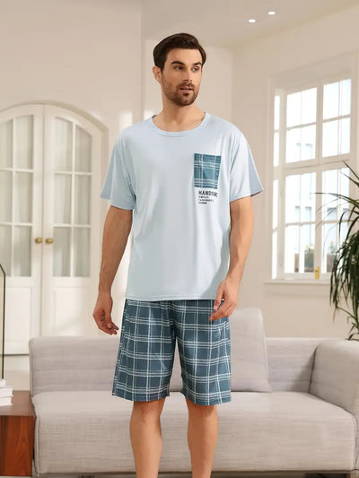 Morris - Kurzärmliges Loungewear- und Shorts-Set aus Baumwolle für Herren