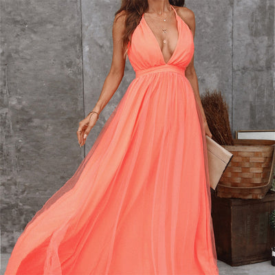 Heidi – Elegantes Orangefarbenes Trägerkleid aus Gaze