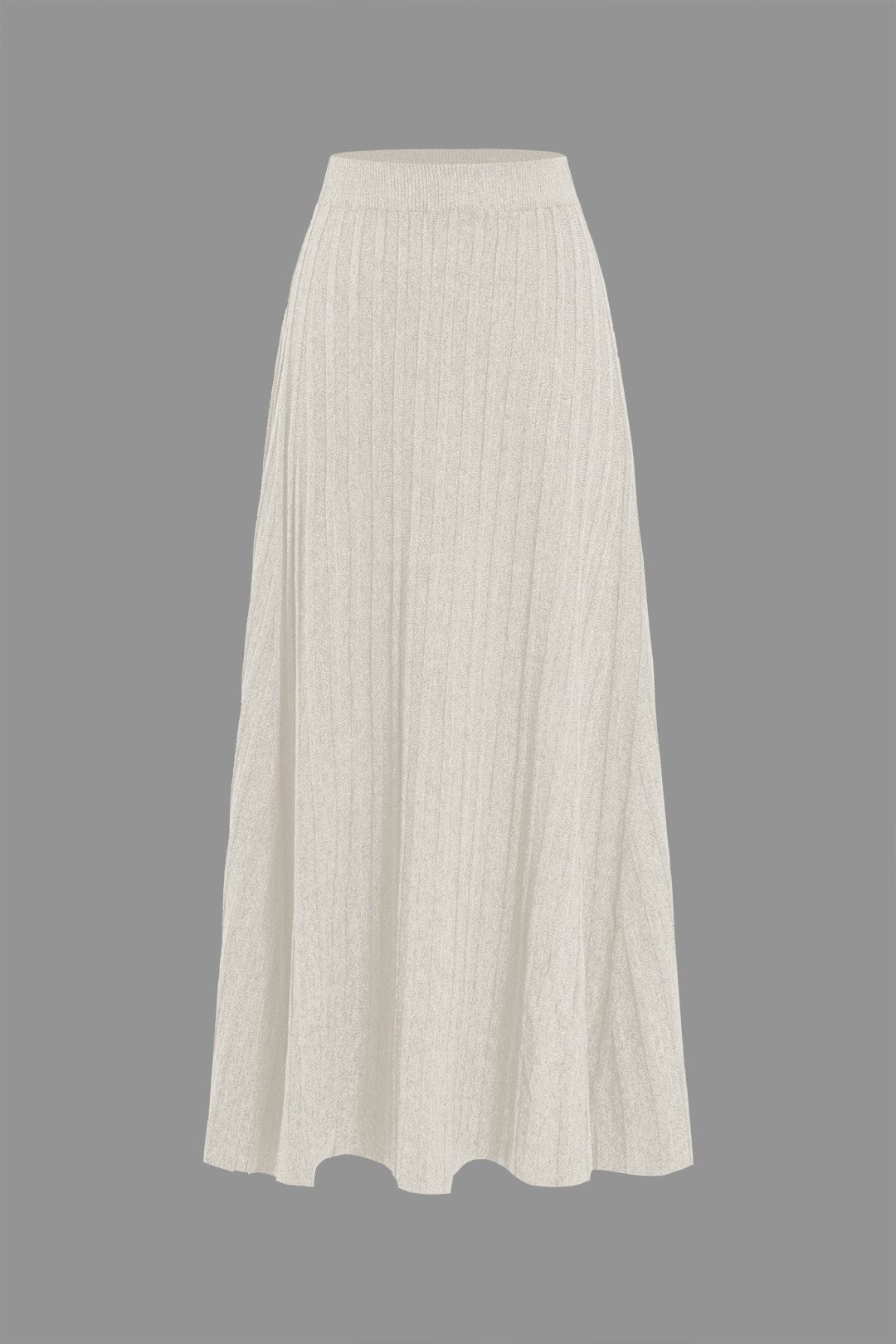 Gerlinde | Weit schwingender Strick-Midirock mit Plissee-Falten und elastischem Bund