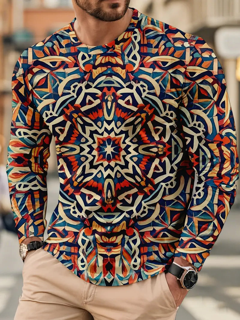 Eldrick - Herren Langarmshirt mit geometrischem Print