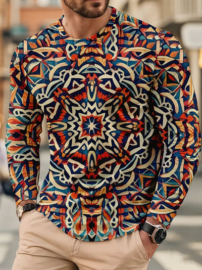 Eldrick - Herren Langarmshirt mit geometrischem Print