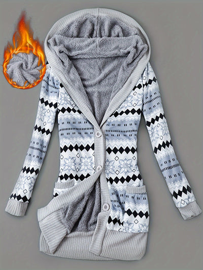 Lässiger Geo Print Cardigan mit Taschen