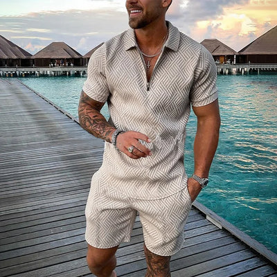 Lässiges Poloshirt und Shorts-Set