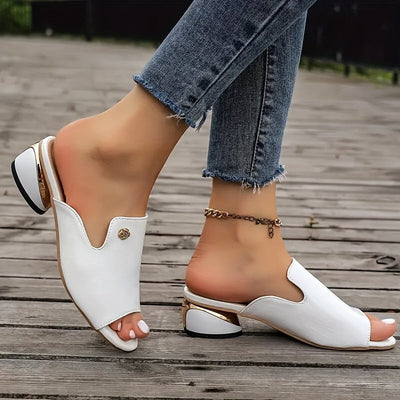 Krokodil-Muster Sandalen Offene Zehen Chunky Absatz Elegante Slip-On Pumps