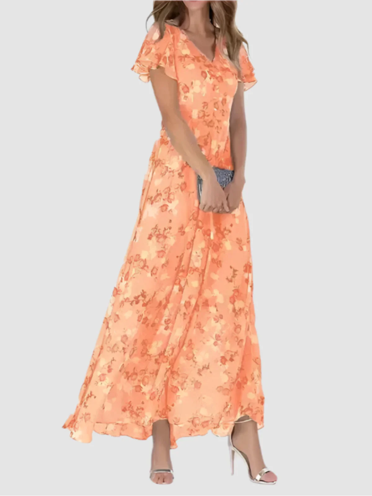 Elvianne – Langes Sommerkleid mit Lebendigen Blumenmuster