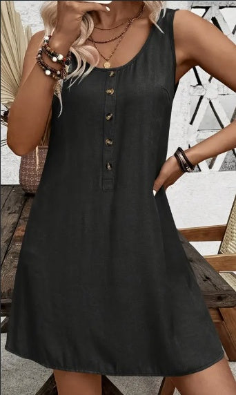 Melanie – Elegantes Damenkleid mit Rundhalsausschnitt, ärmellos