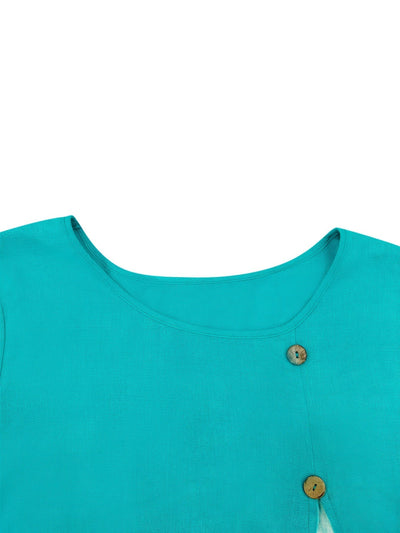 Hochwertiges Retro-Leinenhemd – Sommerbluse mit Knopfleiste