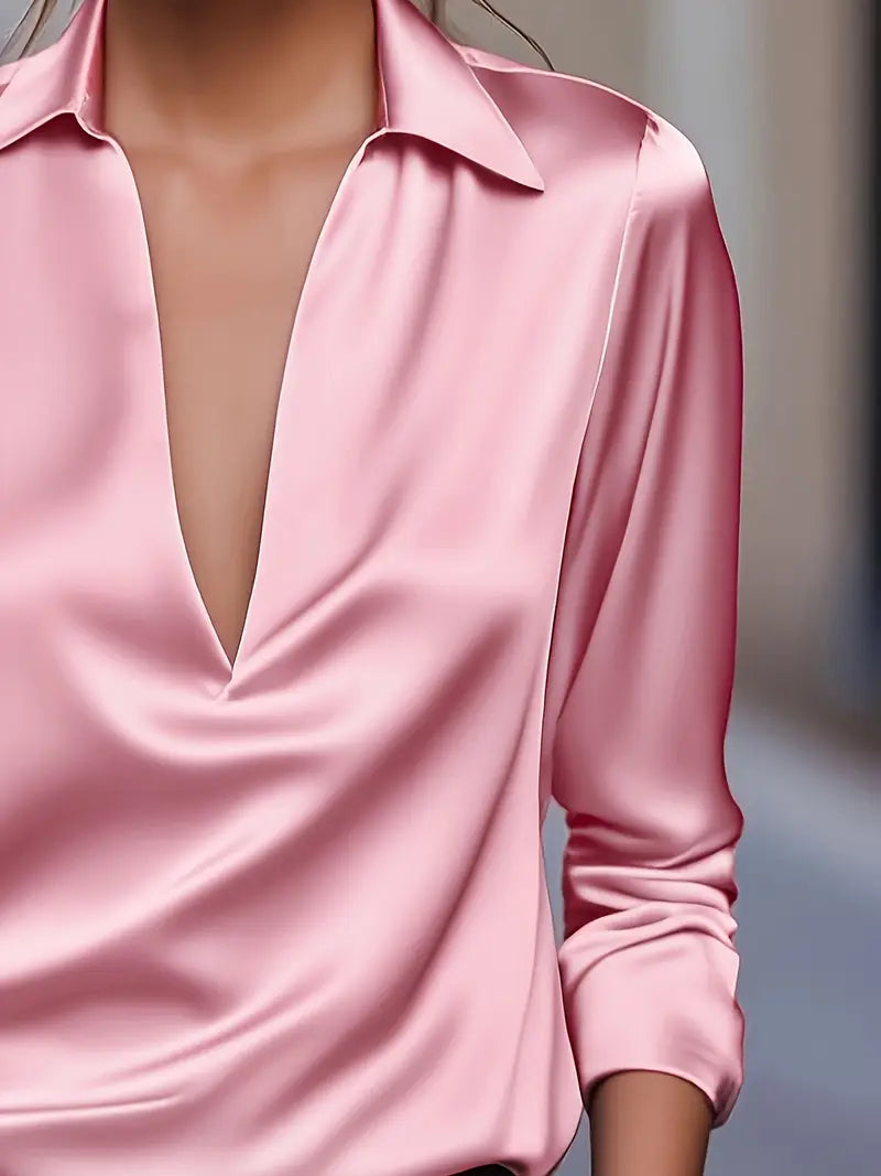 Nadene - Prämie Bluse Mit V-Ausschnitt