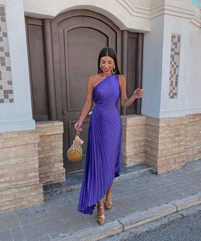 Marjorie - Elegantes Midikleid mit einer Schulter