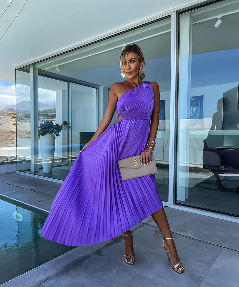 Marjorie - Elegantes Midikleid mit einer Schulter