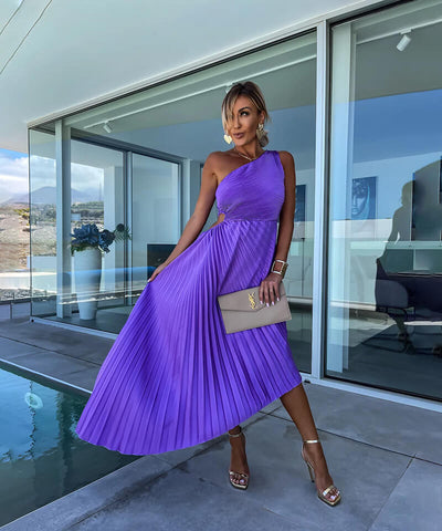 Marjorie - Elegantes Midikleid mit einer Schulter