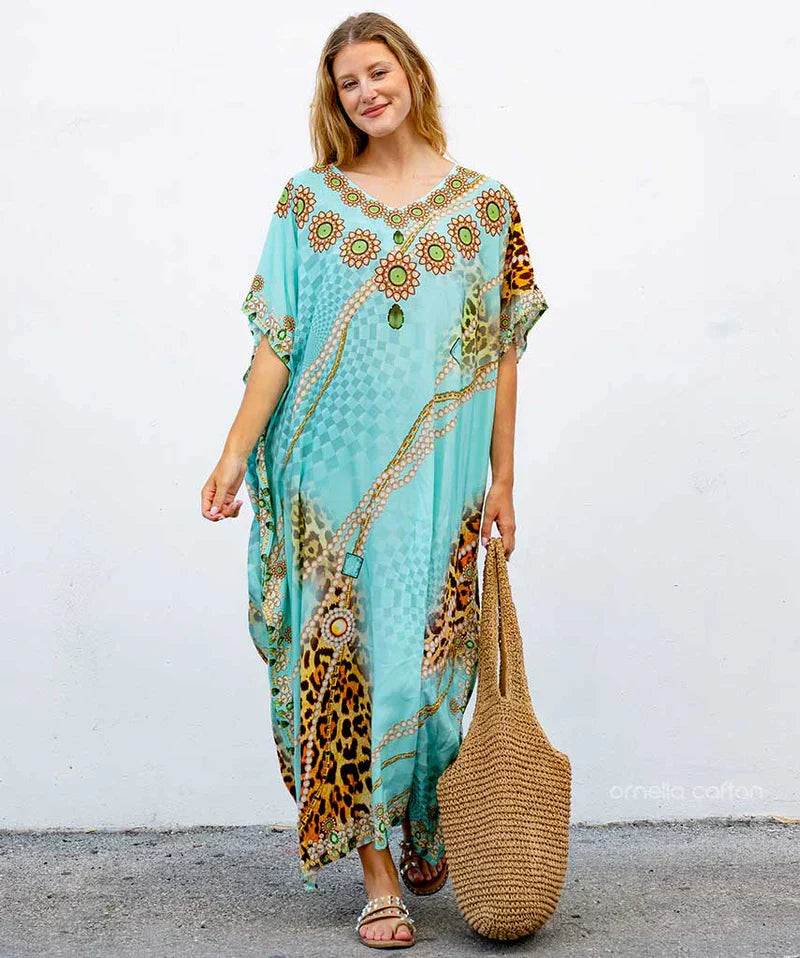 Wiktoria – Sommerkaftan aus Baumwolle und Leinen