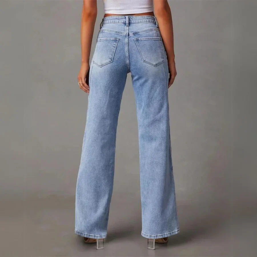 High-Waist Jeans in Wide-Leg Schnitt Hellblau