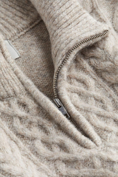 Felix | Zopfstrickpullover mit Halbreißverschluss – Warm & Stilvoll