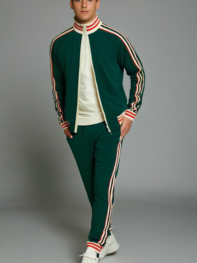 Gestreiftes Herren-Set aus Trainingsanzug und Sporthose