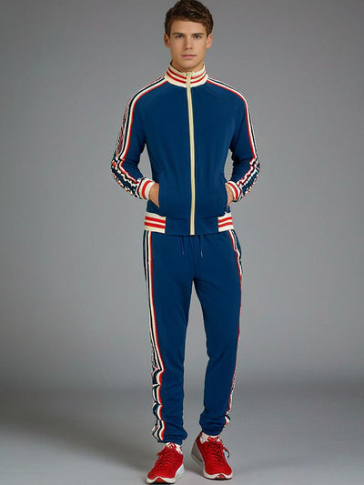 Gestreiftes Herren-Set aus Trainingsanzug und Sporthose