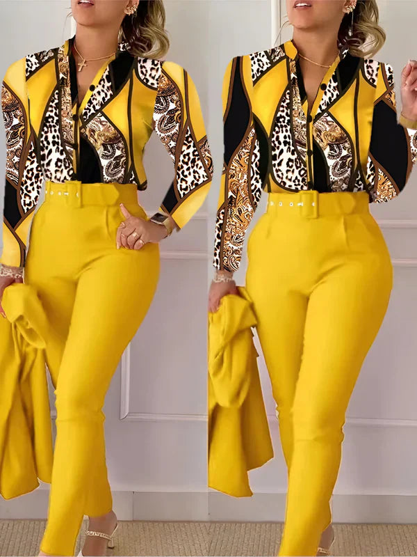 Aranka – oberteil mit v-ausschnitt und hose mit hoher taille