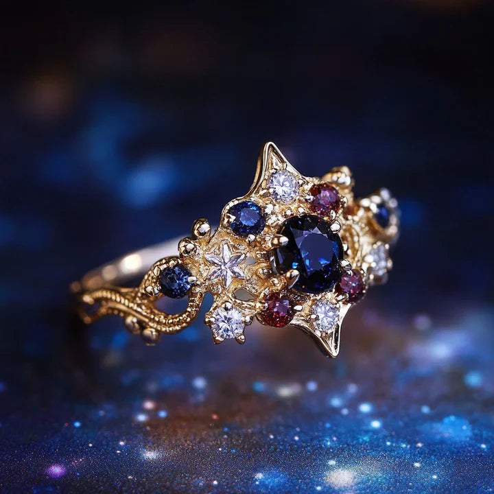 Bunter Kristall Starlight Gold Ring