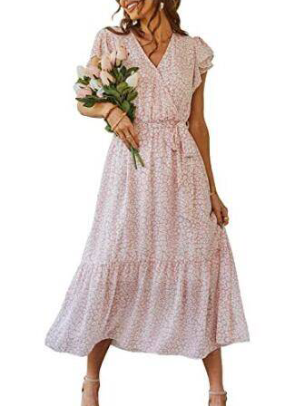 Myrthe™ - Langes Ibiza-Kleid mit Druck in Rosa