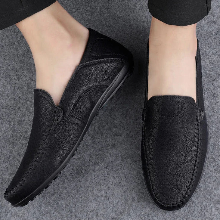 Donald - Herren Casual Slip On Flach Leder Loafers