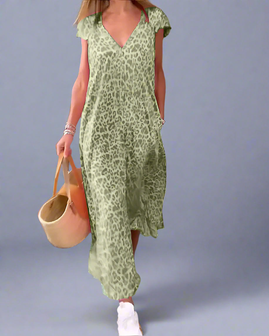 Zelda | Langes Kleid mit V-Ausschnitt